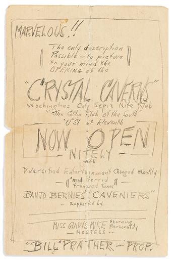 (ENTERTAINMENT.) Papers of Alonzo Collins, proprietor of Washington's Club Caverns.